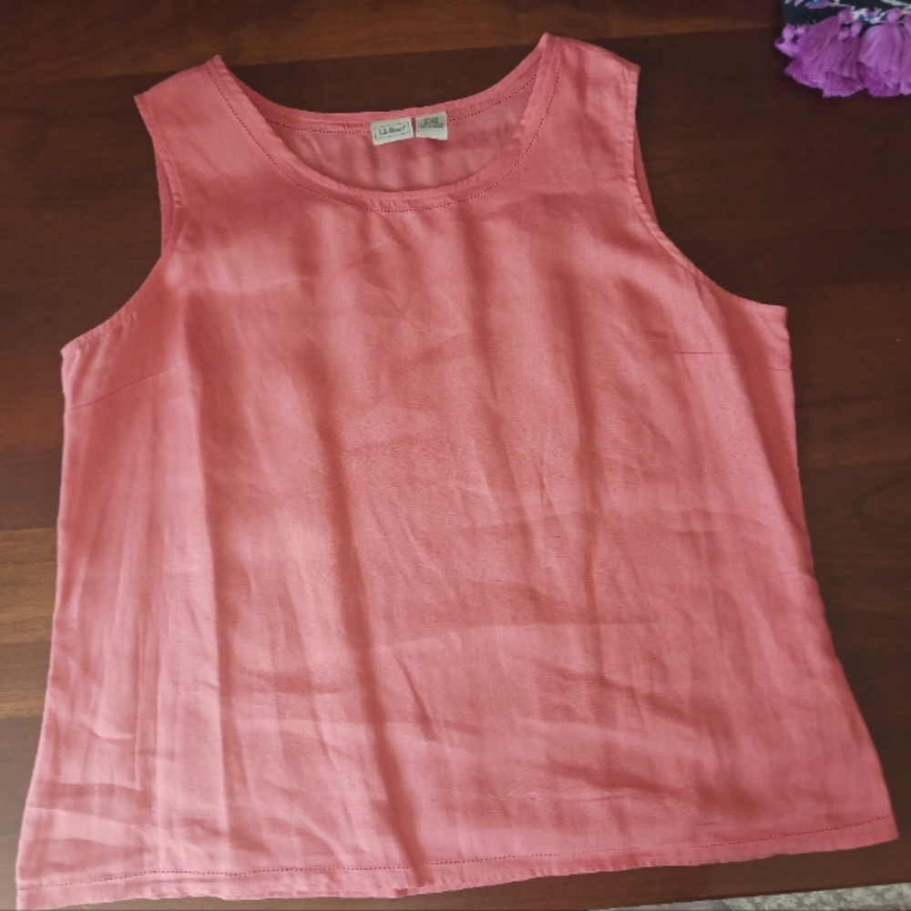 L.L. Bean Sleeveless Linen Top Orange XL EUC